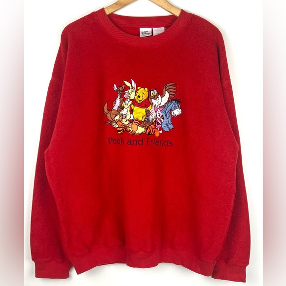 Vintage 90’s Y2K Disney Store Pooh & Friends Embroidered Fleece Crew Neck - Picture 1 of 15